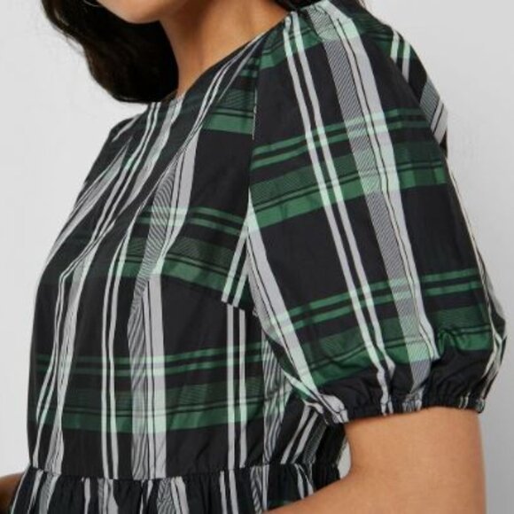 Topshop Women Plaid Ruffle Midi Dress Green Size US 2 - Picture 8 of 9